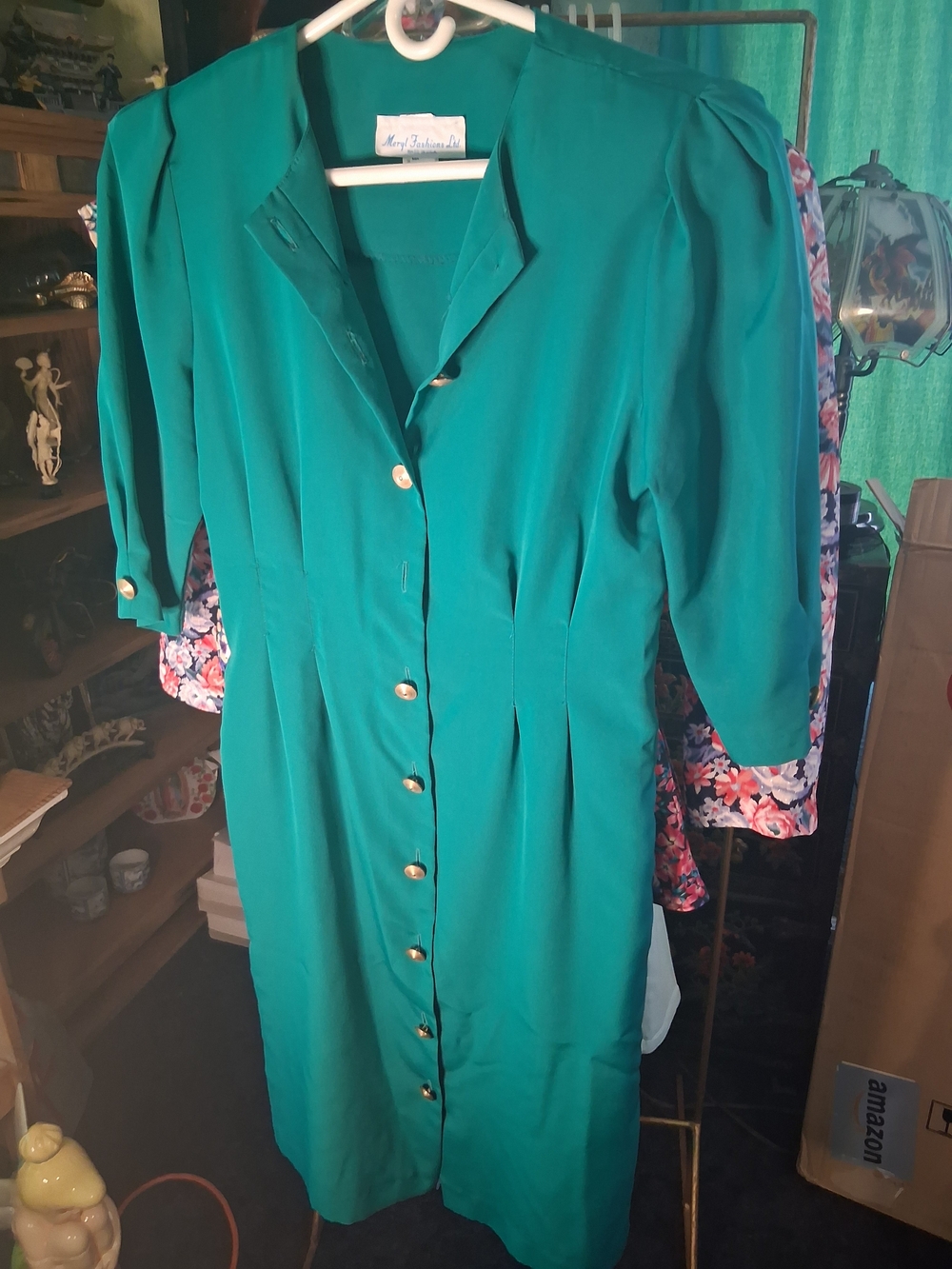 Classic Teal Asymmetrical Button-Front Women’s Dress